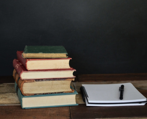 books and blackboard
